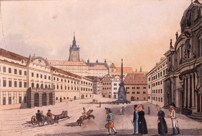 Plaza Malostranské (Pequeño Barrio) Superior, Praga, c.1810 de A. and Berka, Johann Gustav